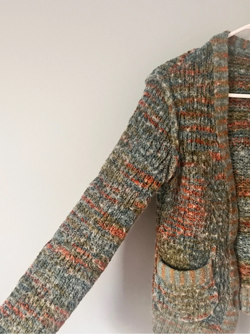 Free People Multicolor Knit Cardigan - Olive, Rust, Cream